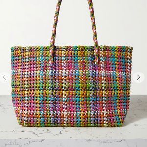 Dragon Diffusion - Flower Woven Leather Tote-Red